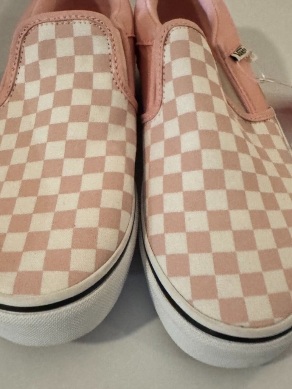 Vans Girls' Missy Pink/White Checkerboard Pattern Slip-Ons, Size:Girl 6, NWT - Picture 4 of 7